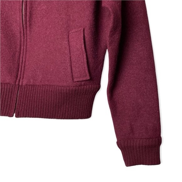 Tristan Merino Wool Burgundy Bomber Jacket - Picture 4 of 8